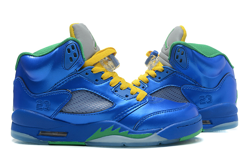 Air Jordan 5 Mens Shoes Blue/Green/Yellow Online